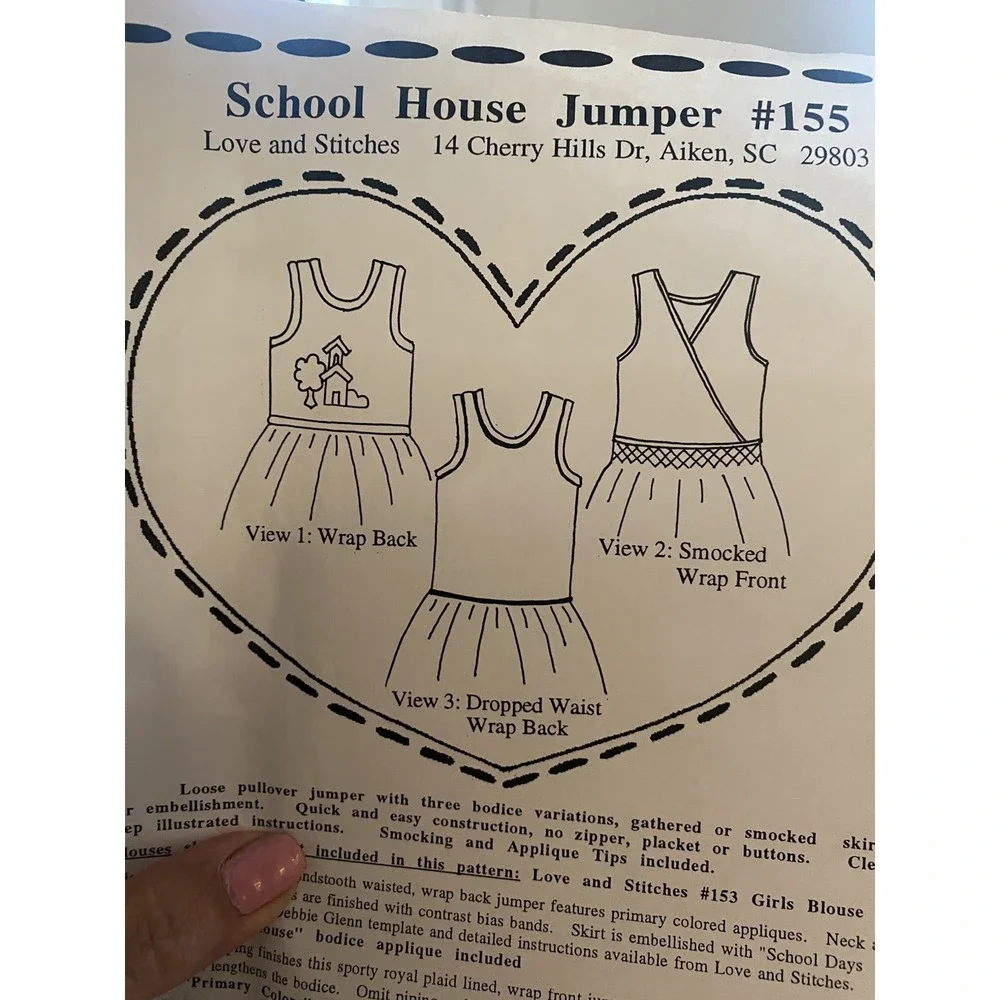 Debbie Glenn Love and Stitches 155 School House Jumper Sewing Pattern Size 4-14